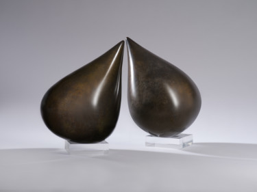 Sculpture intitulée "deux gouttes" par Martine Camors, Œuvre d'art originale, Bronze