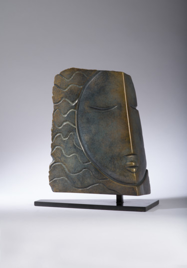 Sculpture titled "Visage d'elle" by Martine Camors, Original Artwork, Bronze