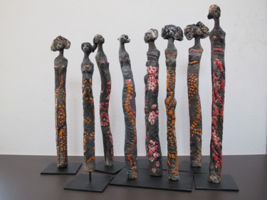 Sculpture titled ""Les flamboyantes"" by Martine Camors, Original Artwork, Terra cotta