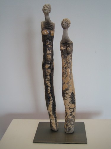 Sculpture titled ""Deux flamboyantes"" by Martine Camors, Original Artwork, Terra cotta
