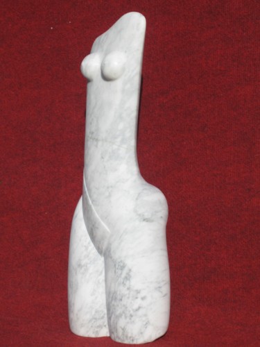 Sculpture titled ""Nudité" marbre bla…" by Martine Camors, Original Artwork, Stone