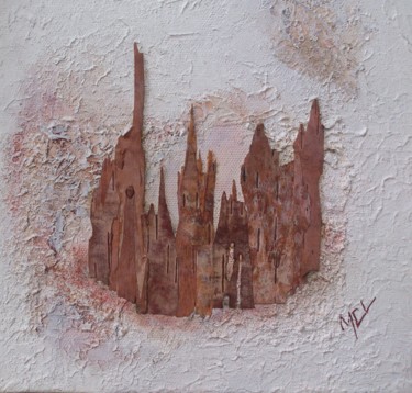 Collages intitulée "Pink city" par Martine Capdeville-Lacomme, Œuvre d'art originale