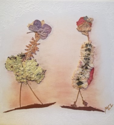 Collages intitulée "Causette fleurie 21…" par Martine Capdeville-Lacomme, Œuvre d'art originale