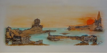 Collages titled "Au bout de l'île" by Martine Capdeville-Lacomme, Original Artwork