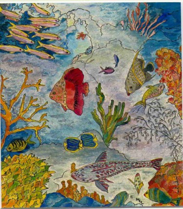 Malerei mit dem Titel "hurghada.jpg" von Martine Capdeville-Lacomme, Original-Kunstwerk, Tinte