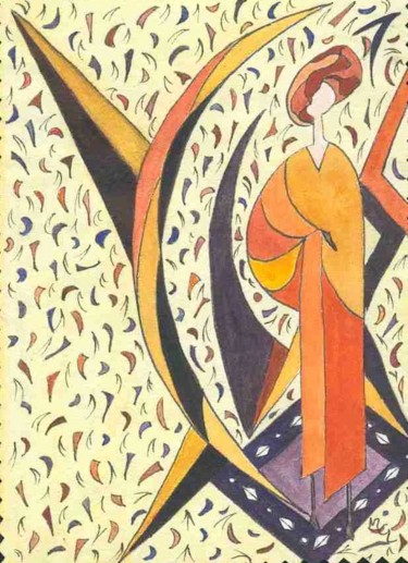 Peinture intitulée "astral.jpg" par Martine Capdeville-Lacomme, Œuvre d'art originale, Encre