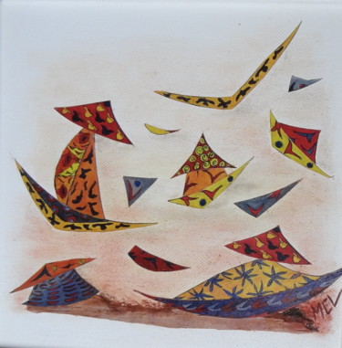 Collages intitulée "Vive le vent" par Martine Capdeville-Lacomme, Œuvre d'art originale, Papier