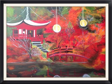 Pittura intitolato "Daigo-Ji, La pagode…" da M.Carion-Cliquet, Opera d'arte originale, Acrilico