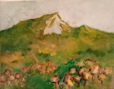 Картина под названием "La montagne Ste Vic…" - Martine Catteau  Delaroque, Подлинное произведение искусства, Акрил