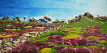 Peinture intitulée "Landes bretonnes" par Martine Cazajus, Œuvre d'art originale, Huile