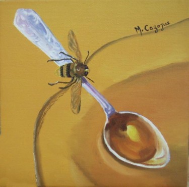 Peinture intitulée "L'abeille et le miel" par Martine Cazajus, Œuvre d'art originale, Huile
