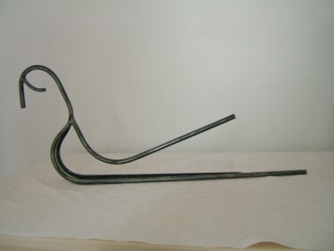Sculpture titled "cygne" by Martine Daigre, Original Artwork, Metals