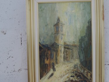 Painting titled "Rue de Vréac l'hiver" by Martine Daigre, Original Artwork