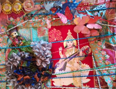 Art textile intitulée "India Song" par Martine Dégot, Œuvre d'art originale, Patchwork
