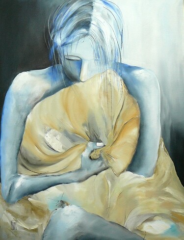 Peinture intitulée "Insomnie" par Martine Dinet, Œuvre d'art originale, Huile