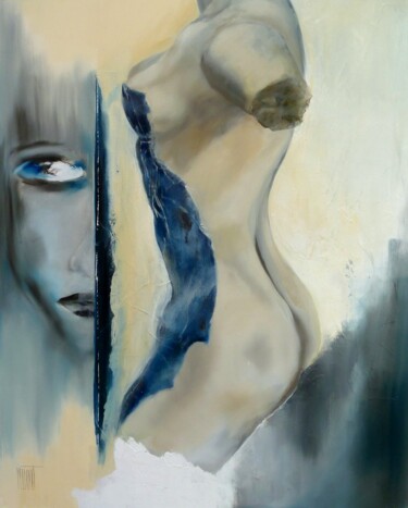 Peinture intitulée "Regard" par Martine Dinet, Œuvre d'art originale, Huile