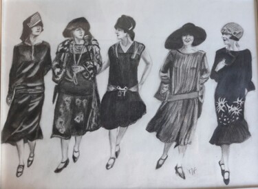 Dessin intitulée "Fashion" par Martine Fleury, Œuvre d'art originale, Graphite