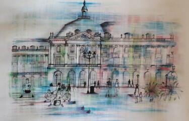 Drawing titled "Bordeaux" by Martine Fleury, Original Artwork, Marker