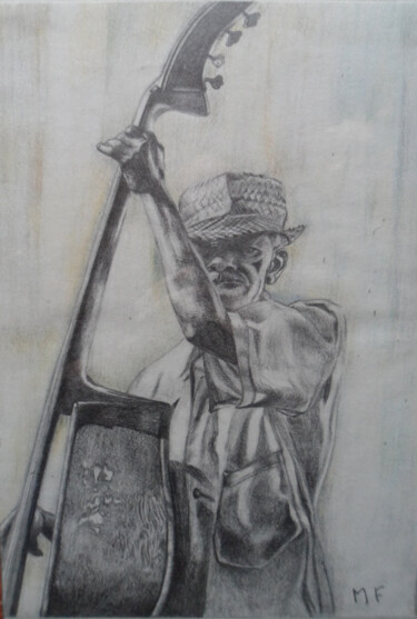Tekening getiteld "Cubain N&B" door Martine Fleury, Origineel Kunstwerk, Grafiet