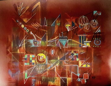Картина под названием "Abstrait" - Martine Fleury, Подлинное произведение искусства, Акрил