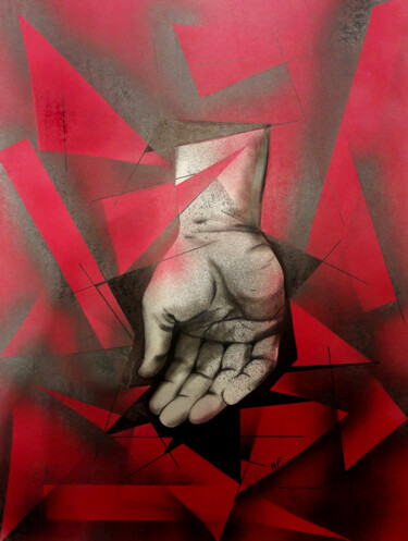 Schilderij getiteld "La main" door Martine Fleury, Origineel Kunstwerk, Graffiti