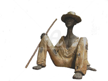 Escultura titulada "Homme assis" por Martine France Moreau, Obra de arte original, Bronce
