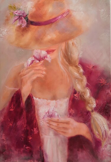 Painting titled "Ambiance Romantique" by Martine Gregoire, Original Artwork, Oil Mounted on Wood Stretcher frame
