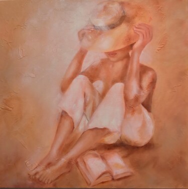 Painting titled "Sous le  soleil" by Martine Gregoire, Original Artwork, Oil Mounted on Wood Stretcher frame