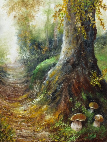 Pintura intitulada "Trésors d'automne" por Martine Lacotte, Obras de arte originais