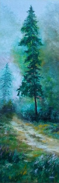 Peinture intitulée "Forêt d'émeraude" par Martine Lacotte, Œuvre d'art originale, Huile