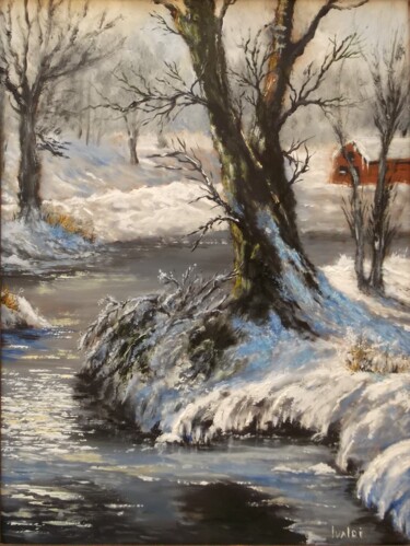 Peinture intitulée "Au coeur de l'hiver…" par Martine Lacotte, Œuvre d'art originale, Huile