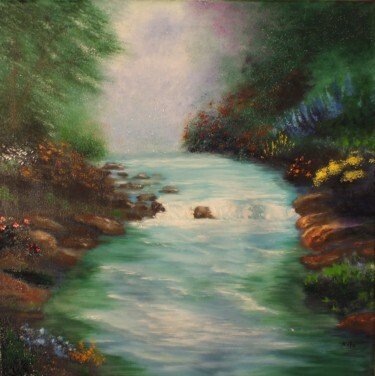 Painting titled "Brume d'avril" by Martine Lacotte, Original Artwork