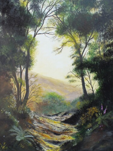 Pintura intitulada "Le Chemin Escarpé" por Martine Lacotte, Obras de arte originais, Óleo