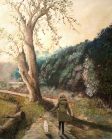 Painting titled "A perdre haleine" by Martine Lacotte, Original Artwork, Oil