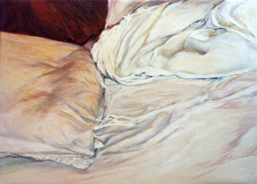 Painting titled "Lit 10 - « La nuit…" by Martine Lafont, Original Artwork, Oil Mounted on Wood Stretcher frame