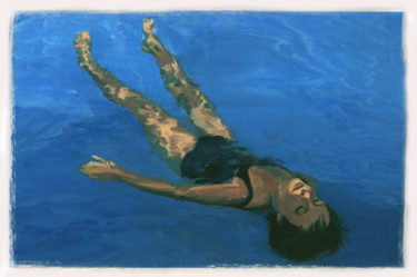 Painting titled "jeanne au bain" by Martine Lafont, Original Artwork, Oil