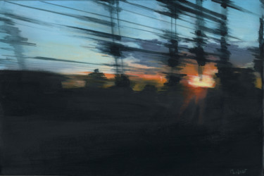 Peinture intitulée "Arrivée de nuit : K…" par Martine Lafont, Œuvre d'art originale, Acrylique Monté sur artwork_cat.