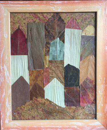 Collages titled "paysage bigouden" by Martine Le Scoul, Original Artwork, Collages Mounted on Cardboard