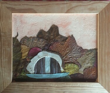 Collages titled "maison troglodyte" by Martine Le Scoul, Original Artwork, Collages Mounted on Cardboard