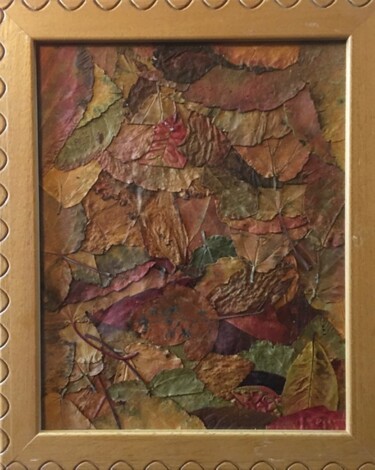 Collages titled "feuilles d'automne" by Martine Le Scoul, Original Artwork, Collages