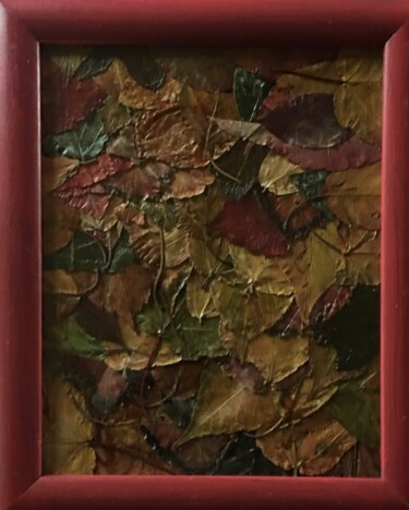 Collages intitolato "feuilles d'automne…" da Martine Le Scoul, Opera d'arte originale, Collages