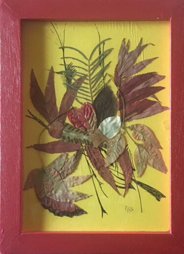 Colagens intitulada "mimosa" por Martine Le Scoul, Obras de arte originais, Colagens