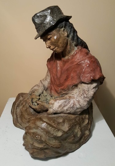 Sculpture titled "Otavaleñas" by Martine Lee, Original Artwork, Bronze