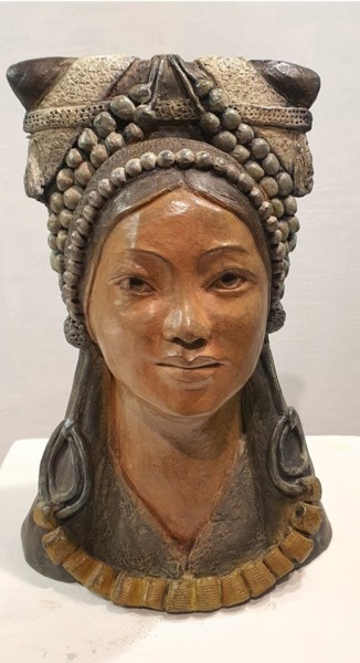Rzeźba zatytułowany „Laotienne "Akha"” autorstwa Martine Lee, Oryginalna praca, Brąz