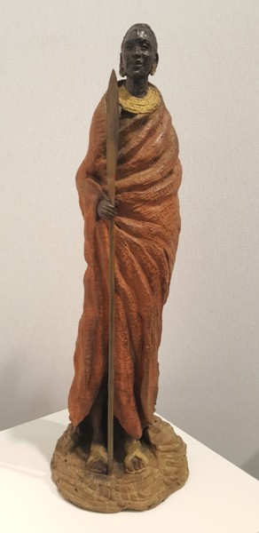 Sculpture titled "Berger "Masaï"" by Martine Lee, Original Artwork, Bronze