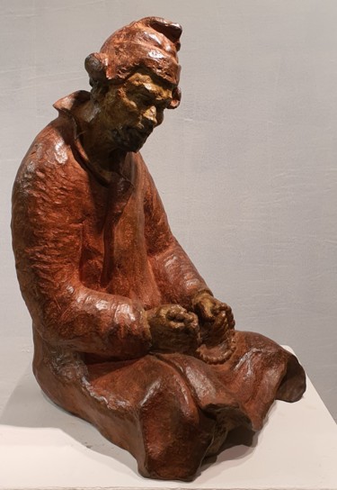 Sculptuur getiteld "Moine Tibétain" door Martine Lee, Origineel Kunstwerk, Bronzen