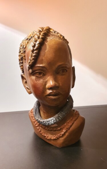 Sculpture intitulée "Petit Namibien" par Martine Lee, Œuvre d'art originale, Bronze