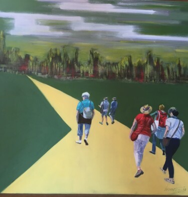 Peinture intitulée "Les promeneuses" par Martine Leonnov, Œuvre d'art originale, Huile