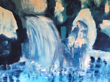 Painting titled "L eau" by Martine Leonnov, Original Artwork, Oil