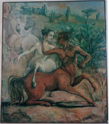Картина под названием "Les Centaures" - Martine Lucie Ruppol, Подлинное произведение искусства, Масло